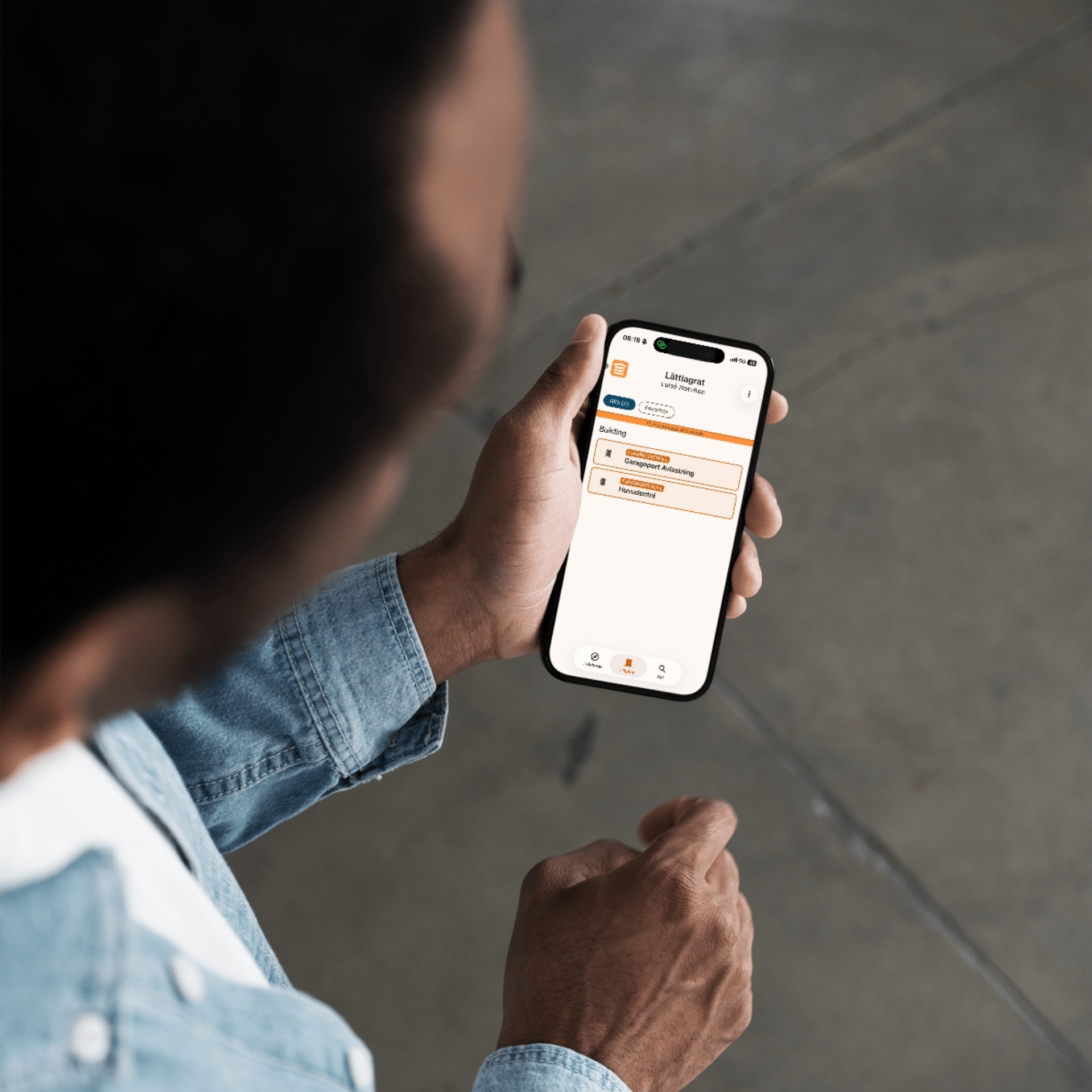 Lättlagrats app som öppnar entrédörren